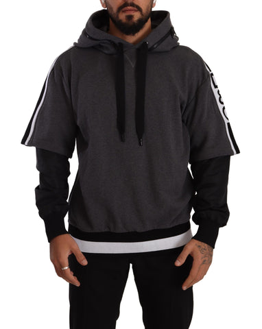 Gray Black Cotton Hooded #DGMILLENNIALS Sweater Dolce & Gabbana