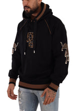 Black Brown Leopard Cotton Hooded Pullover Sweater Dolce & Gabbana