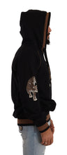 Black Brown Leopard Cotton Hooded Pullover Sweater Dolce & Gabbana
