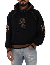 Black Brown Leopard Cotton Hooded Pullover Sweater Dolce & Gabbana