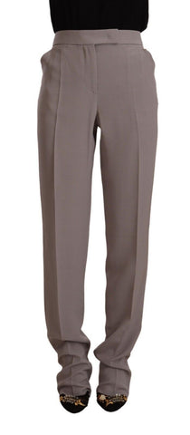 Brown High Waist Silk Tapered Long Pants Armani