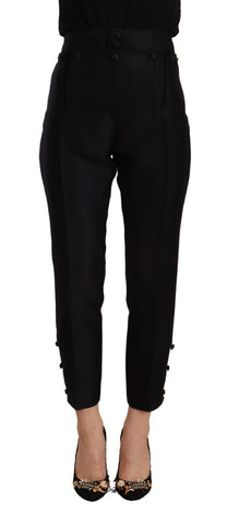 Black Wool High Waist Skinny Women Pants Dsquared²