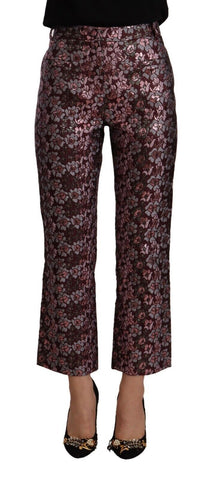 Multicolor Floral Jacquard Flared Cropped Pants House of Holland