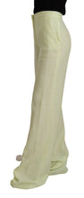 Yellow Green Cotton High Waist Straight Long Pants MSGM