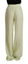 Yellow Green Cotton High Waist Straight Long Pants MSGM