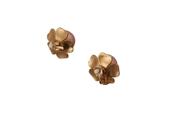 Gold Tone Maxi Faux Pearl Floral Clip-on Jewelry Earrings Dolce & Gabbana