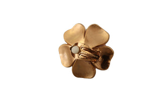 Gold Tone Maxi Faux Pearl Floral Clip-on Jewelry Earrings Dolce & Gabbana