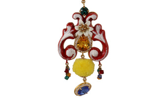 Gold Brass Carretto Sicily Statement Crystal Chain Necklace Dolce & Gabbana