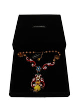 Gold Brass Carretto Sicily Statement Crystal Chain Necklace Dolce & Gabbana