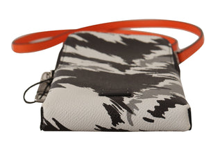 Gray Leather Cross Body Neck Strap Card Pocket Wallet Dolce & Gabbana
