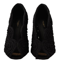Black Cordonetto Ricamo Pump Open Toe Shoes Dolce & Gabbana