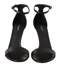 Black Ostrich Ankle Strap Heels Sandals Shoes Dolce & Gabbana
