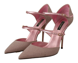 Pink Glittered Strappy Sandals Mary Jane Shoes Dolce & Gabbana