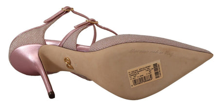 Pink Glittered Strappy Sandals Mary Jane Shoes Dolce & Gabbana