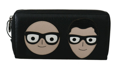 Black Leather #DGFAMILY Zipper Continental Mens Wallet Dolce & Gabbana