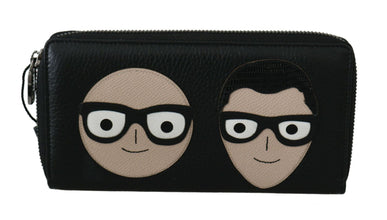Black Leather #DGFAMILY Zipper Continental Mens Wallet Dolce & Gabbana