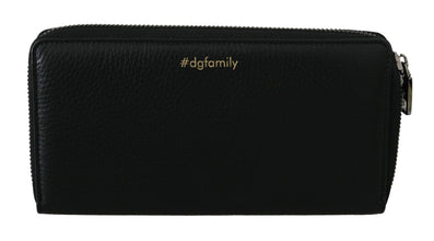 Black Leather #DGFAMILY Zipper Continental Mens Wallet Dolce & Gabbana