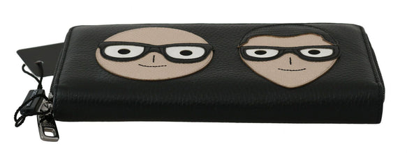 Black Leather #DGFAMILY Zipper Continental Mens Wallet Dolce & Gabbana