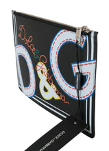 Black DG Print Mens Zipper Coin Purse Leather Wallet Dolce & Gabbana