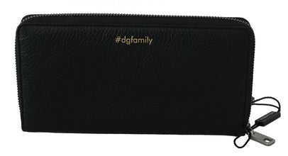 Black Red Leather #DGFAMILY Zipper Continental Wallet Dolce & Gabbana