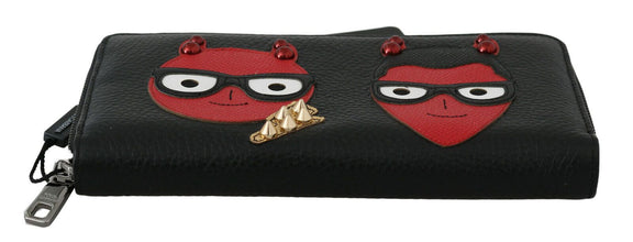 Black Red Leather #DGFAMILY Zipper Continental Wallet Dolce & Gabbana