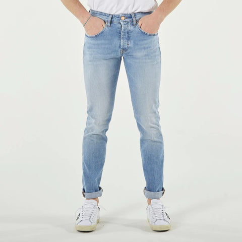 Light Blue Cotton Men Jeans Don The Fuller