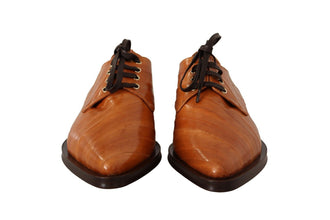 Brown Eel Leather Lace Up Formal Shoes Dolce & Gabbana