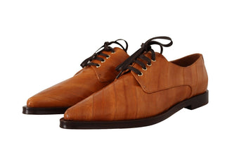 Brown Eel Leather Lace Up Formal Shoes Dolce & Gabbana