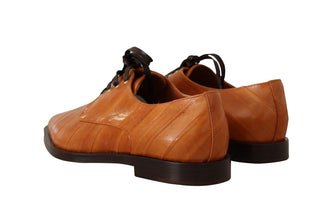 Brown Eel Leather Lace Up Formal Shoes Dolce & Gabbana
