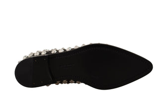 Black Leather Crystals Lace Up Formal Shoes Dolce & Gabbana