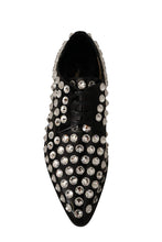 Black Leather Crystals Lace Up Formal Shoes Dolce & Gabbana