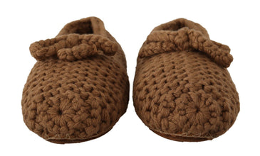 Brown Slip On Ballerina Flats Wool Knit Shoes Dolce & Gabbana