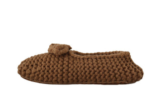 Brown Slip On Ballerina Flats Wool Knit Shoes Dolce & Gabbana