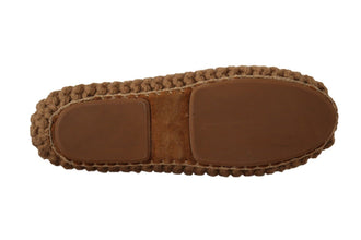 Brown Slip On Ballerina Flats Wool Knit Shoes Dolce & Gabbana