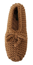Brown Slip On Ballerina Flats Wool Knit Shoes Dolce & Gabbana