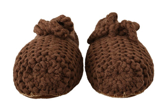 Brown Slip On Ballerina Flats Wool Knit Shoes Dolce & Gabbana