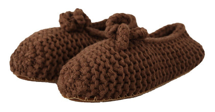 Brown Slip On Ballerina Flats Wool Knit Shoes Dolce & Gabbana