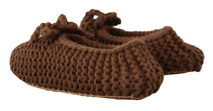 Brown Slip On Ballerina Flats Wool Knit Shoes Dolce & Gabbana
