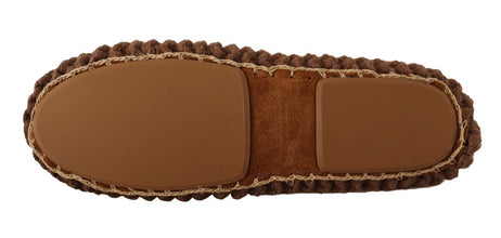 Brown Slip On Ballerina Flats Wool Knit Shoes Dolce & Gabbana