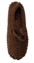Brown Slip On Ballerina Flats Wool Knit Shoes Dolce & Gabbana