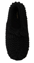 Black Slip On Ballerina Flats Wool Knit Shoes Dolce & Gabbana