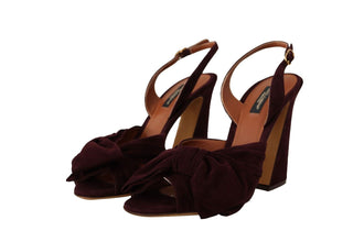 Dark Purple Suede Ankle Strap Sandals Shoes Dolce & Gabbana