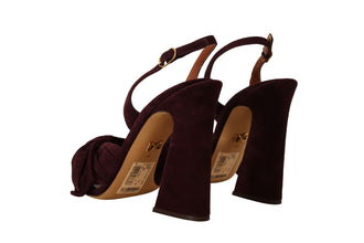 Dark Purple Suede Ankle Strap Sandals Shoes Dolce & Gabbana