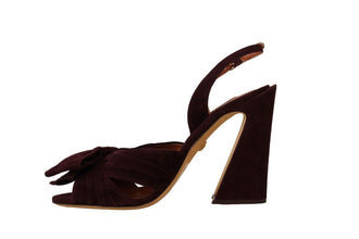 Dark Purple Suede Ankle Strap Sandals Shoes Dolce & Gabbana