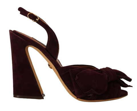 Dark Purple Suede Ankle Strap Sandals Shoes Dolce & Gabbana