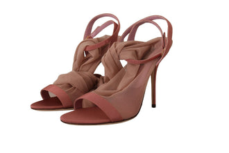 Pink Tulle Stretch Ankle Strap Sandals Shoes Dolce & Gabbana