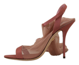 Pink Tulle Stretch Ankle Strap Sandals Shoes Dolce & Gabbana