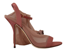 Pink Tulle Stretch Ankle Strap Sandals Shoes Dolce & Gabbana