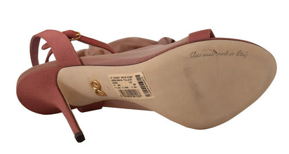 Pink Tulle Stretch Ankle Strap Sandals Shoes Dolce & Gabbana