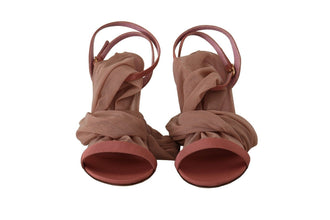 Pink Tulle Stretch Ankle Strap Sandals Shoes Dolce & Gabbana
